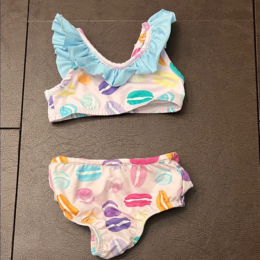 Colorful Kids Swim Bikini with Ruffle Trim Smockingbird Macaroons